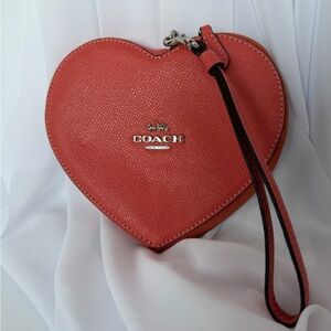 Coach Heart Wristlet in Coral